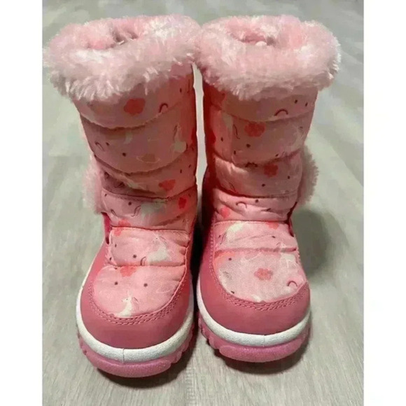 Girls Merence Pink‎ Unicorn Winter Snow Boots size 23 - Picture 1 of 6